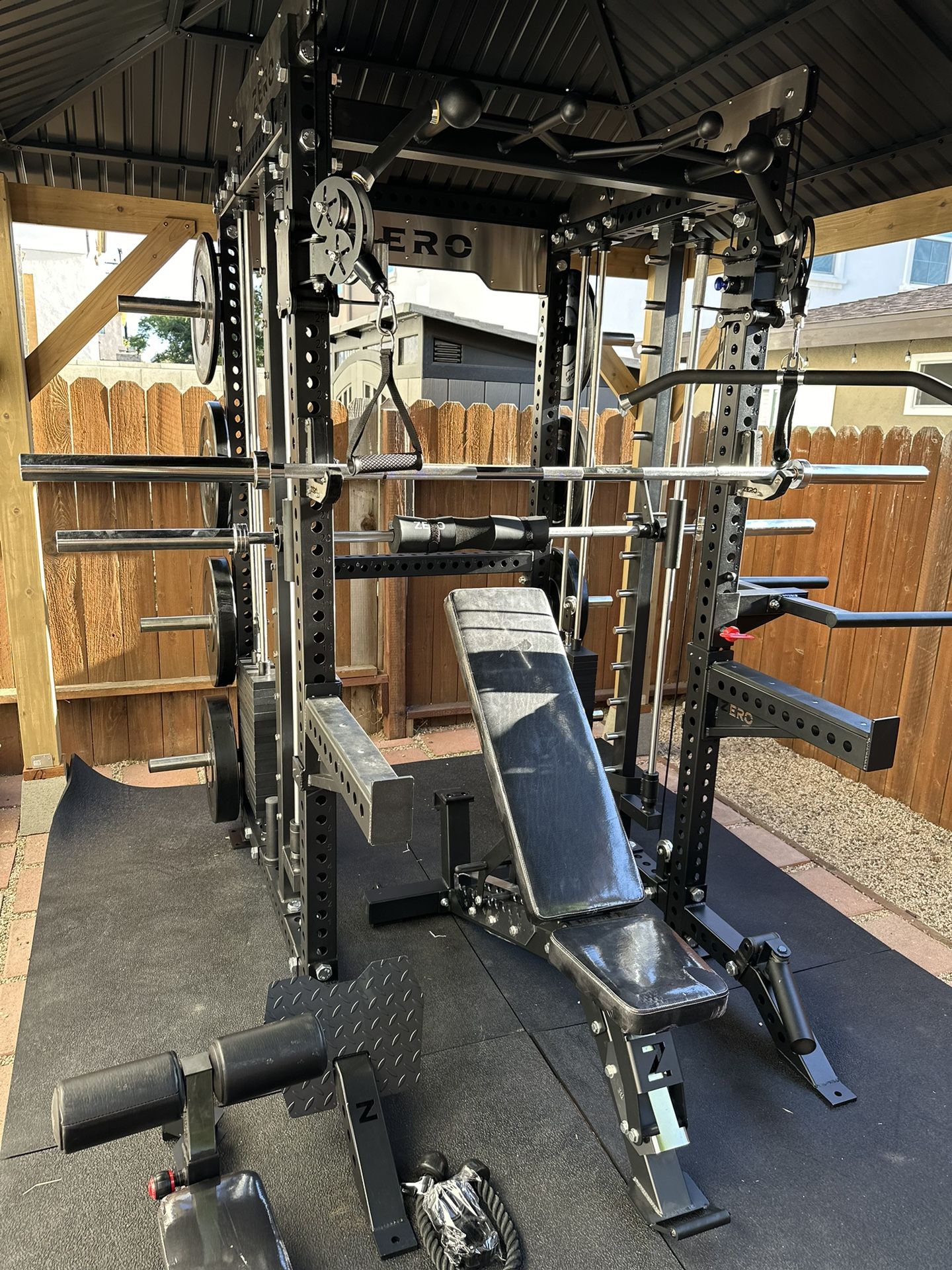Smith Machine 400 Adjustable Bench 245lb Cast Iron Olympic Weights
