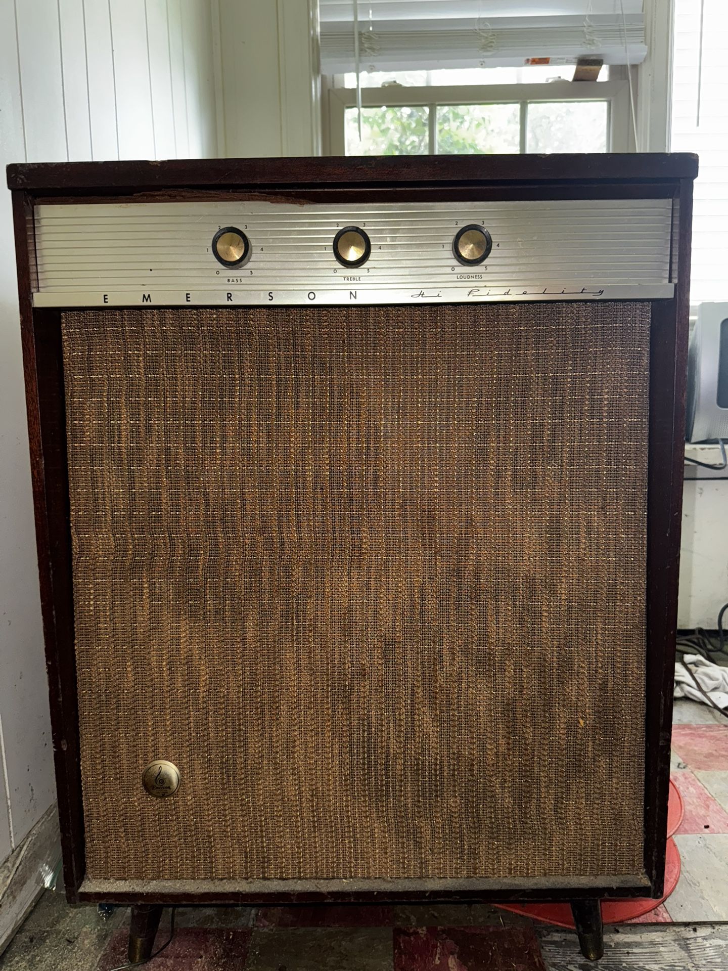 PHONOGRAPH Console Emerson Hi-Fi 1950's Vintage 6V6 Tube 4 Speakers