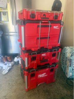 Milwaukee PACKOUT Rolling Tool Box System – 4 Piece Stack