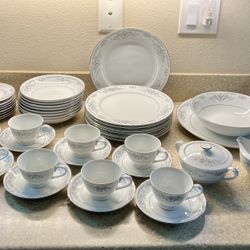 Banbury Fine China Beautiful Blue Gray Silver Design Made In Japan