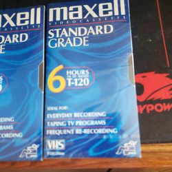 LOT of 2 NEW Maxell Standard Grade 6 Hour T-120 Blank VHS Tape VCR Videocassette