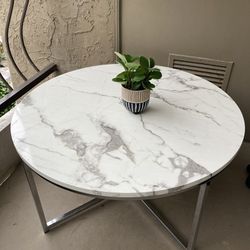 White Faux Marble Circular Coffee Table