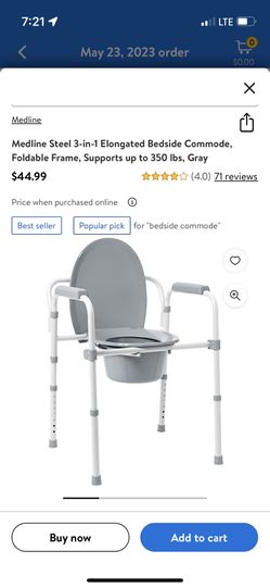 Medline Medical Bedside Toilet, Potty