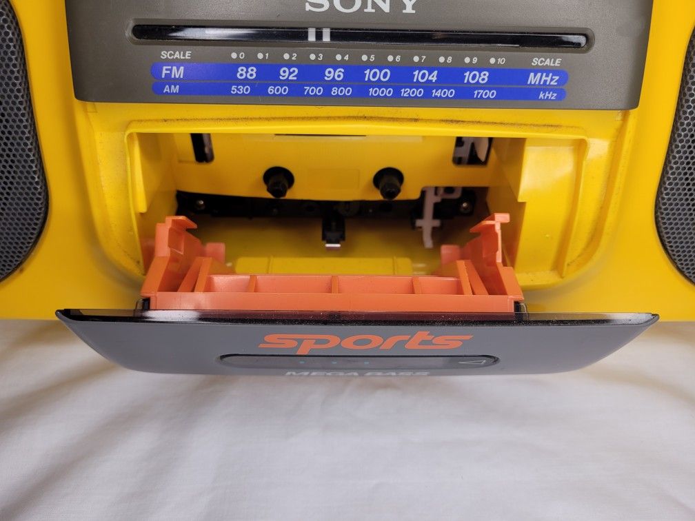 Vintage 1990s Sony CFS 914 Yellow Sports Boombox Mega Bass