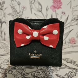 Kate Spade New York Small Disney Saffiano Black Leather Snap Trifold Wallet 