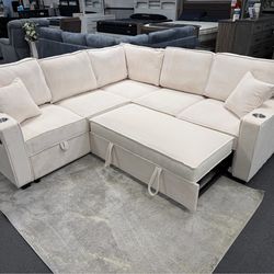 Beige Sofa Sectional Sleeper