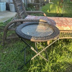 Wicker Lounge W/ Glass Table 