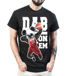 Dab 23 Panda Men's T Shirt Rap On Em Tee Bear Basketball Black Big Print SZ- XXL