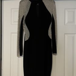 New No Tag Escape Size 8 Black With Silver Sequin Bodycon Dress