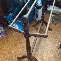 Vintage Rustic Oak Wood Towel Quilt Hanger Display Rack Floor Stand F39