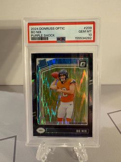 2024 Donruss Optic - Bo Nix #209 Purple Shock Prizm 💥PSA 10💥 (RC)