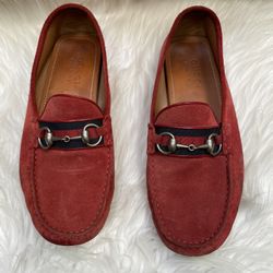 Gucci Red Swede Shoes