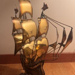 Handmade Argentine Metal Sailboat Sculpture — Nautical Statement Piece