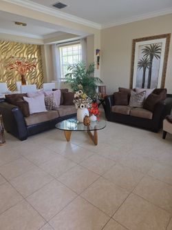 Brown living room set  with pillows