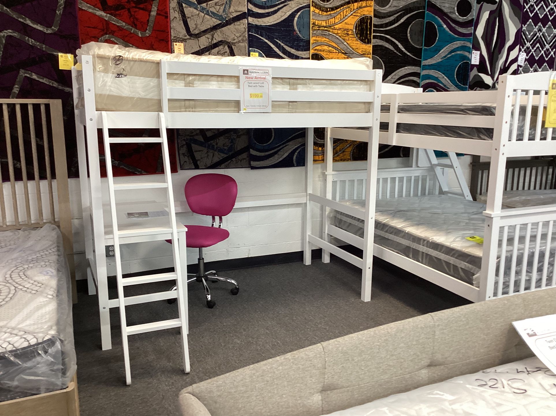 Twin Wood Left Bed With Table $199