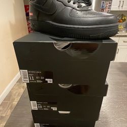 Supreme Black Af1 sizes 10, 10.5, 11. 