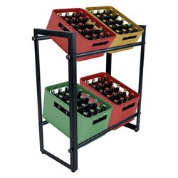 Water Bottle Organizer Drinks Crate Holder Storage Rack Metal Free Standing Soda Drink Beverage Crate Storage Shelf Wine Rack for Pantry Kitchen Party