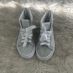 Girls high top glittery silver vans size 13.5