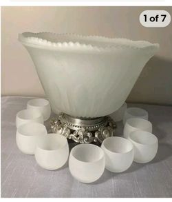 MSM INDIANA GLASS FROSTED PUNCH BOWL, (see Details)