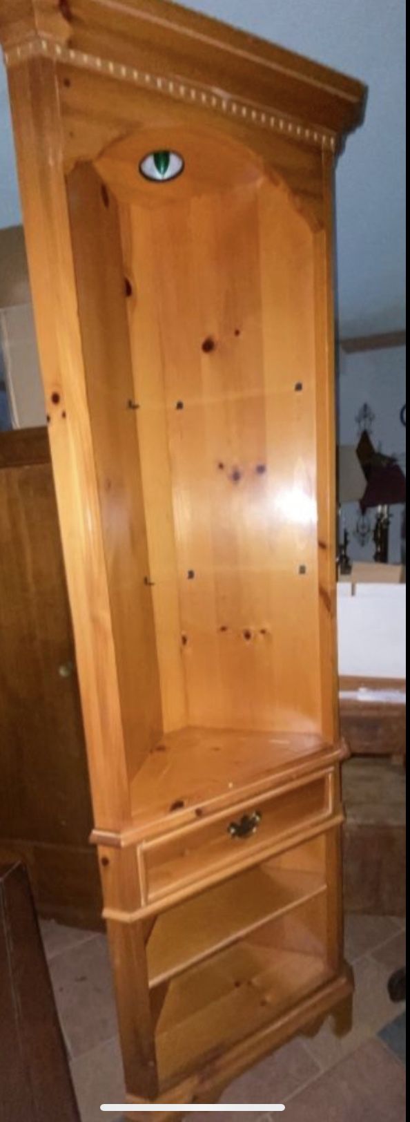 Beautiful Tall Solid Wood Corner Unit With Light