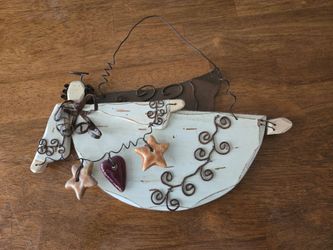Rustic Country Primitive Wall Decor Set - Angel Hanger & Patriotic Americana Panels