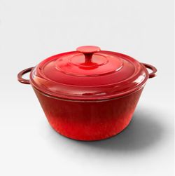 Vintage French Enameled Cast Iron Dutch Oven #26 – Red – Made in France
