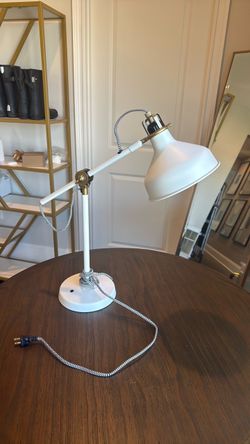 White Adjustable Desk Lamp with Braided Cord