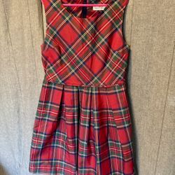 Girls Vineyard Vines Dress Size 10 Red Jolly Plaid Jumper Tartan EUC!