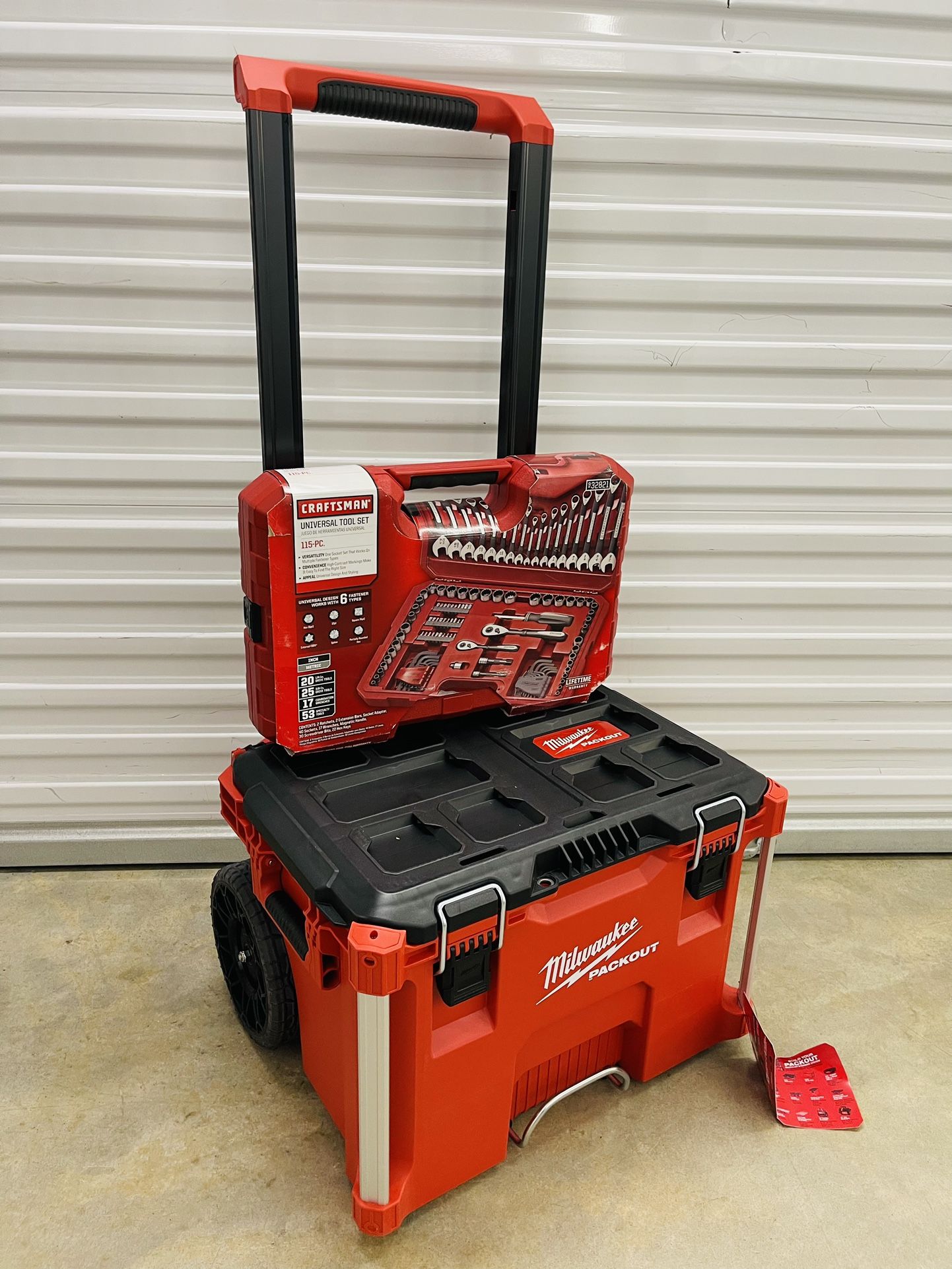 Milwaukee Packout Rolling And Dewalt 2x 5ah Battery, Charger And Bag