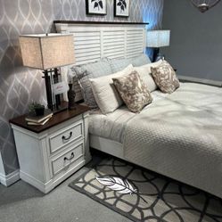 Hot Deal 👌Hillcrest Panel White And Dark Rum Bedroom Set