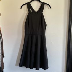Windsor Black Skater Dress Open Back A-line Mini Dress Flowy Thick Straps