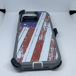For iPhone 13 Pro USA Flag Camouflage Case With Belt Clíp 