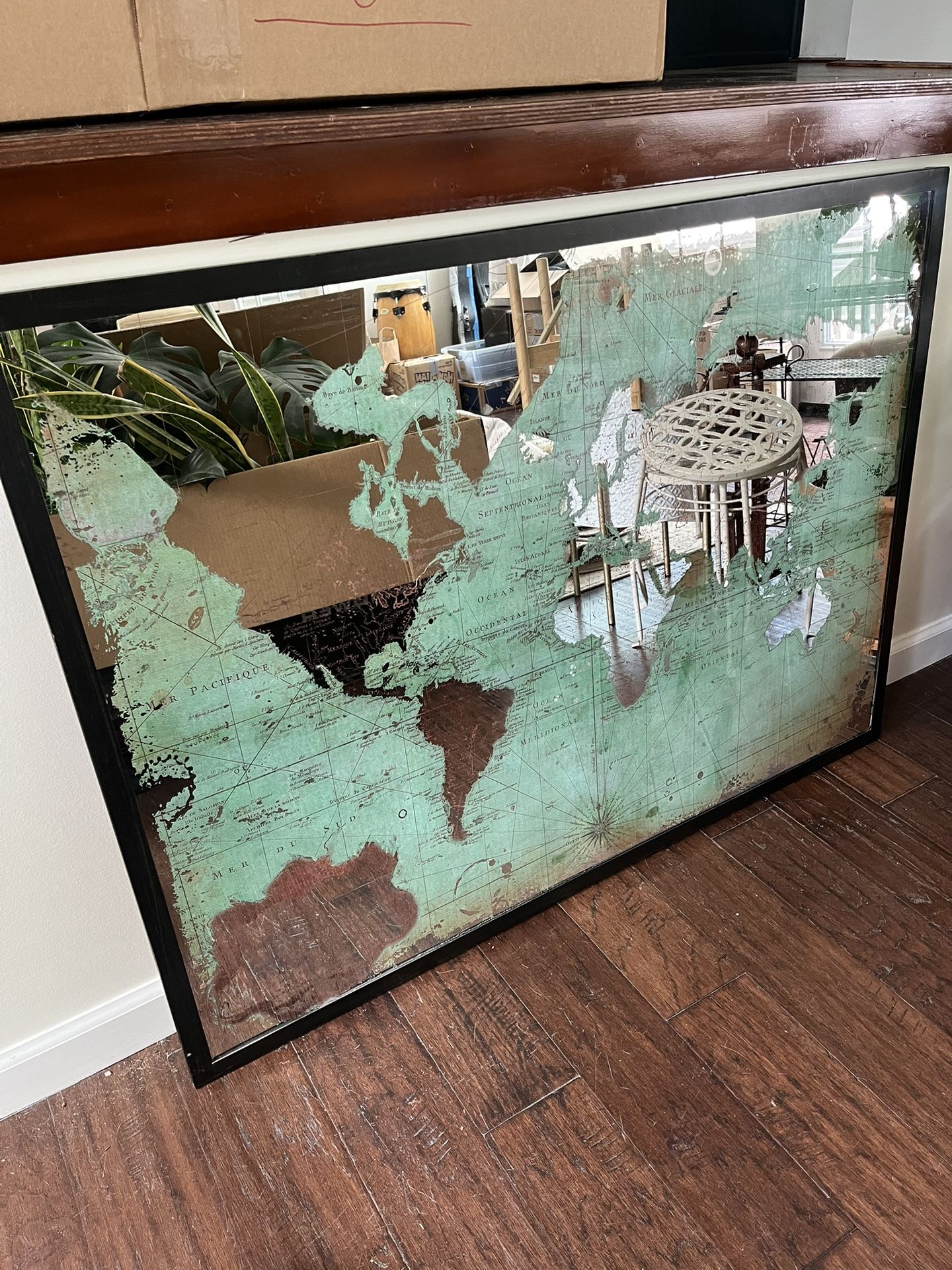 World Map Mirror Art Decor