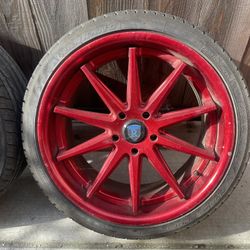 4 Red 20” Rohana 5x120 Rims Wheels Tires Chevy