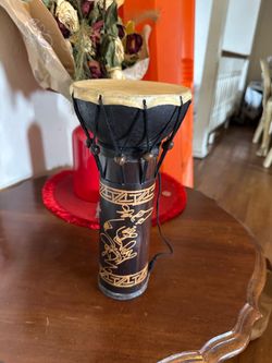 Vintage Wood Djembe Drum Musical Instrument Bongos hand made