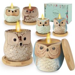 Kinforse Citronella Candles, 6x3.5oz Novelty Owl Soy Candles