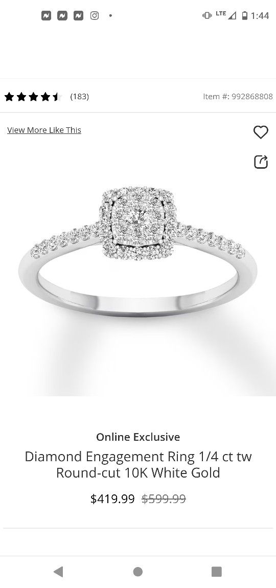 Kay White Gold 10k Diamond Engagement/Promise Ring 