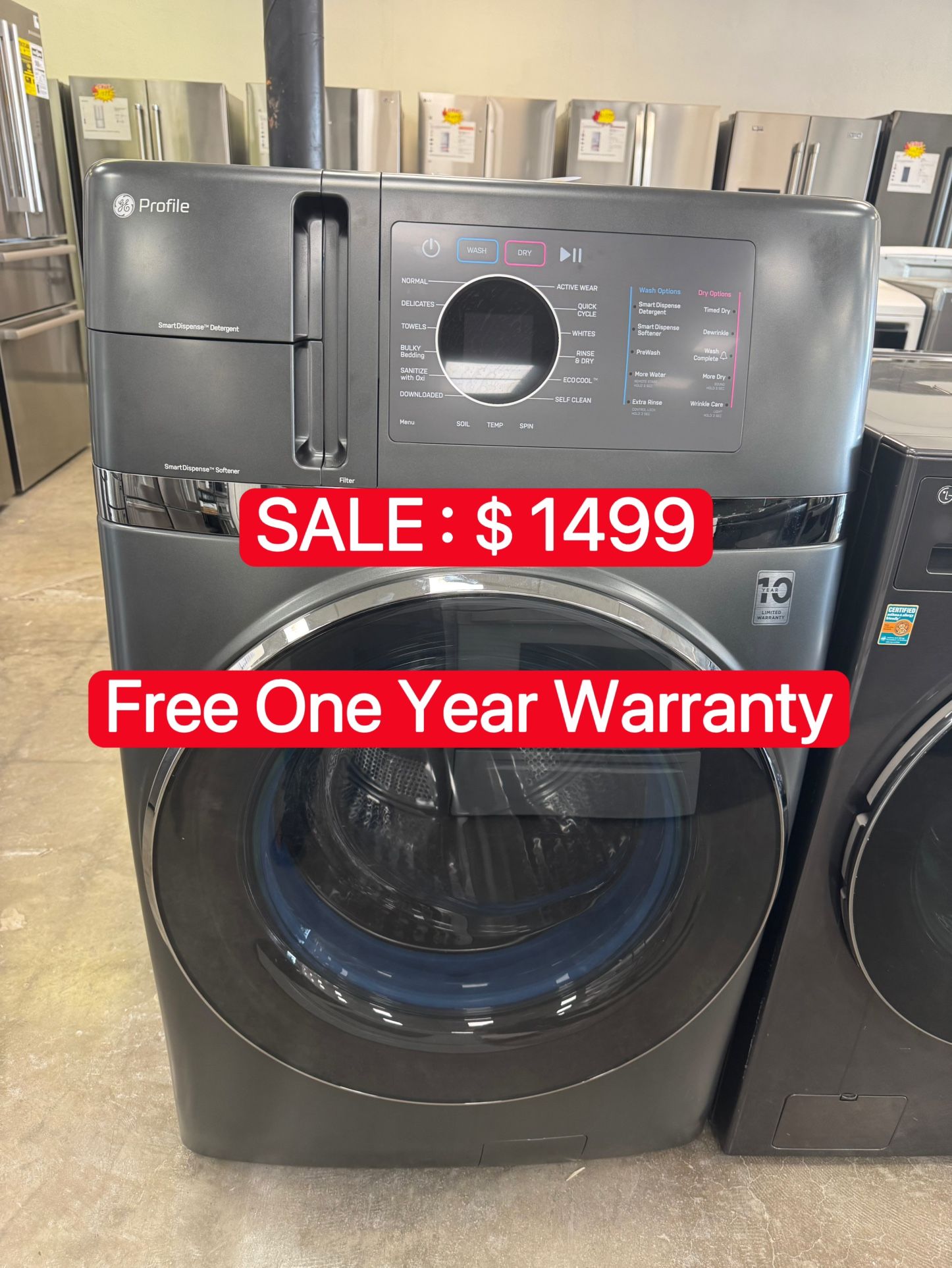 GE Profile 4.8 cu.ft smart UltraFast Electric Washer Dryer Combo with Ventless Heat Pump Technology