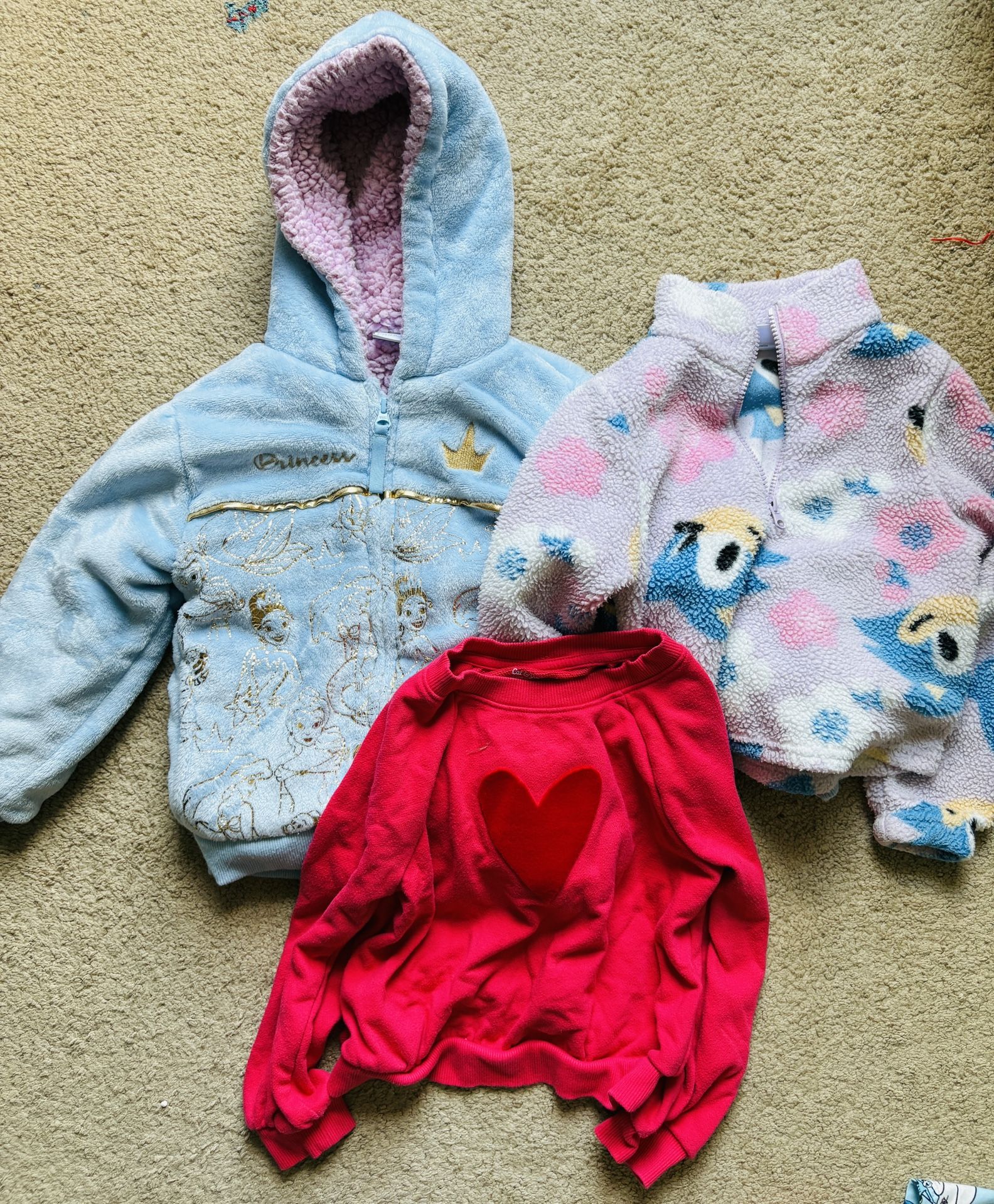 3 Pack: Assorted 4T/5T Girl's Fleece Jackets & Sweatshirt