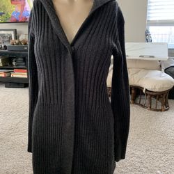 Vintage Y2K New York & Co long fit gray cable knit cardigan sz S