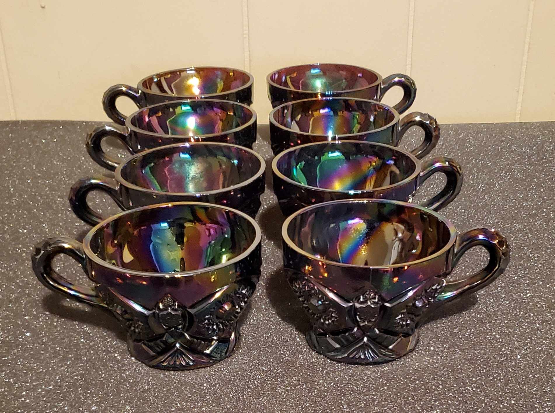 Vintage Carnival Glass punch cups amethyst