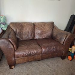 Brown Leather Loveseat