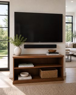 2 Restoration Hardware Solid Wood TV Stand / Media Console/ book shelf – Clean, Modern Stylep