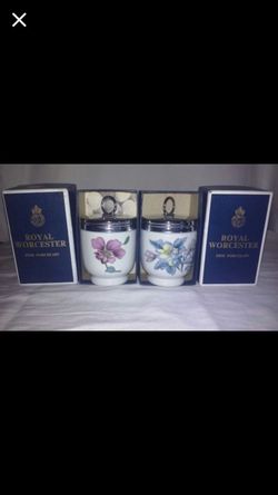 Antique in box with original recipes Royal Worchester Egg Coddlers