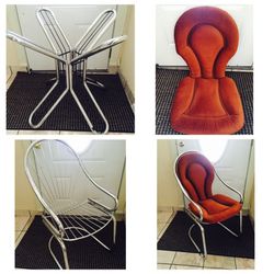Silver Crome chairs & table stands set