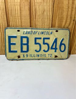 1972 Illinois License Plate EB 5546