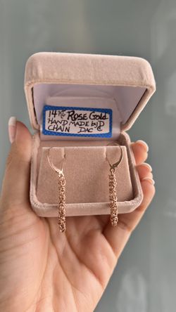 14k Rose Gold Handmade Chain Hanging Earrings!!