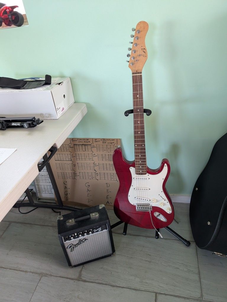 Electric Guitar And Amplifier Together