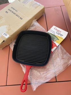 Ultrex Red Cast Iron Grill 8” Pan New Non Stick