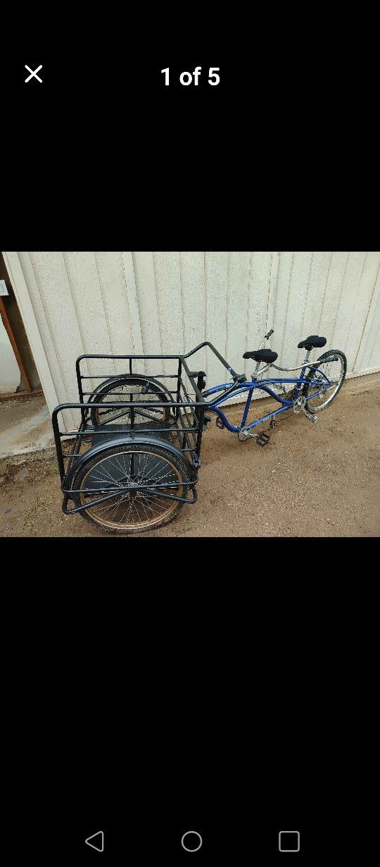 Custom tandem bicycle bike cruiser built for two 2 with front cart